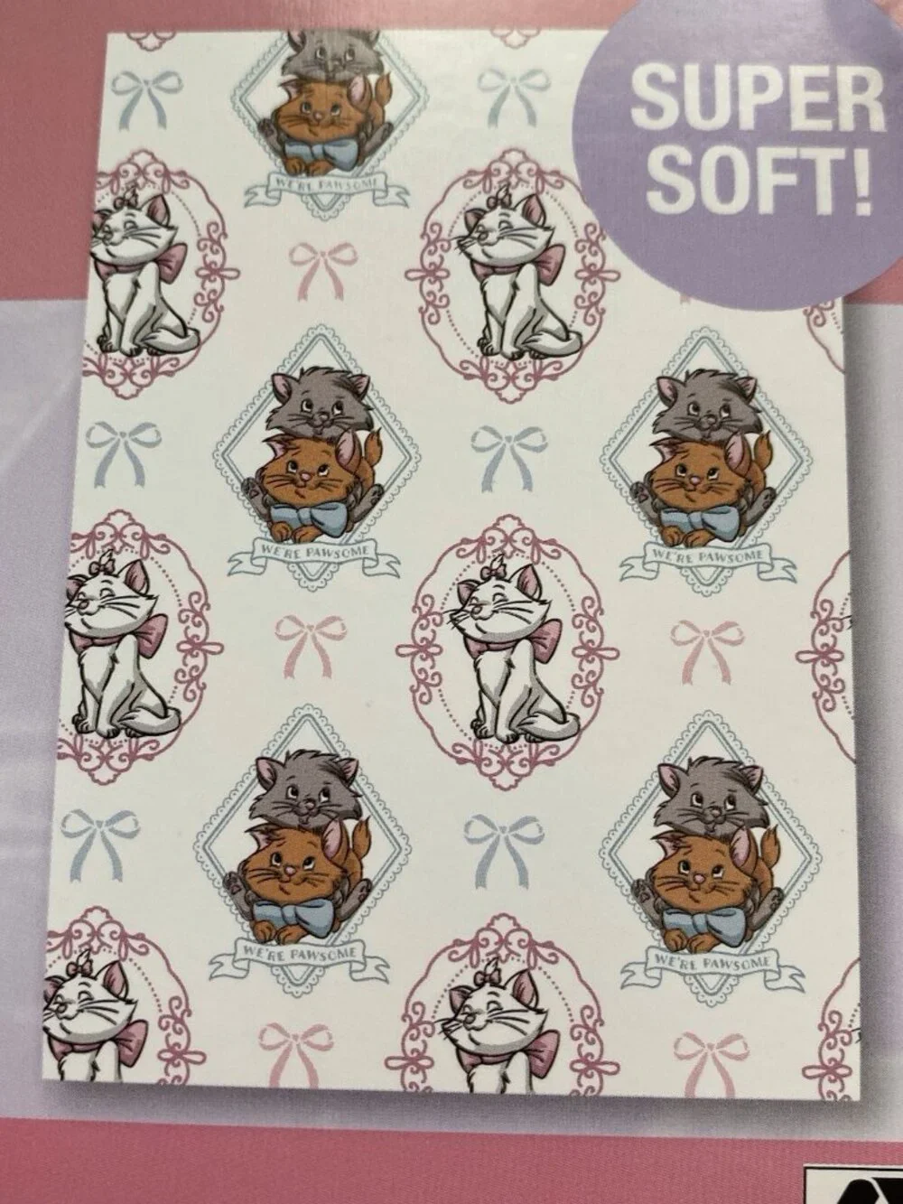Disney The Aristocats Marie Toulouse & Berlioz White Plush Throw Blanket 50”x70”